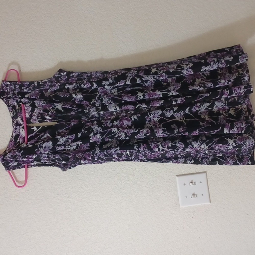SIMPLY Vera Vera Wang Floral Sleeveless Short Sleeve Mesh Lined Dress